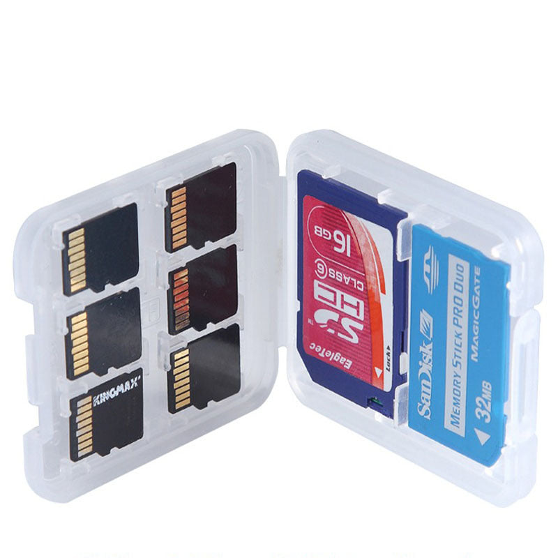 SD Card and TF Card Storage Case, PP Plastic Memory Card Holder Box, White, 56×43×9mm — Pack of 10