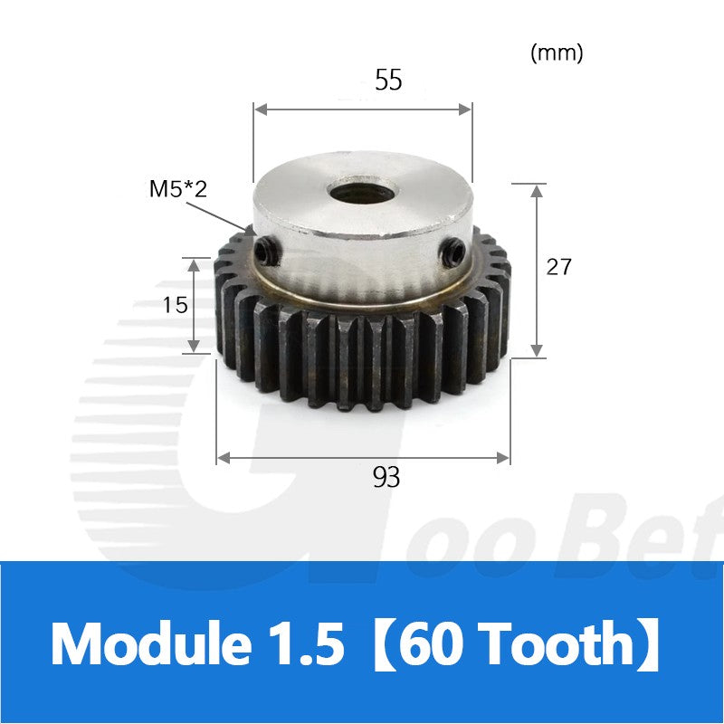 Spur Gear C45 Steel Mod 1.5 with Hub 12-60 Tooth Motor Pinion Hardened Precision