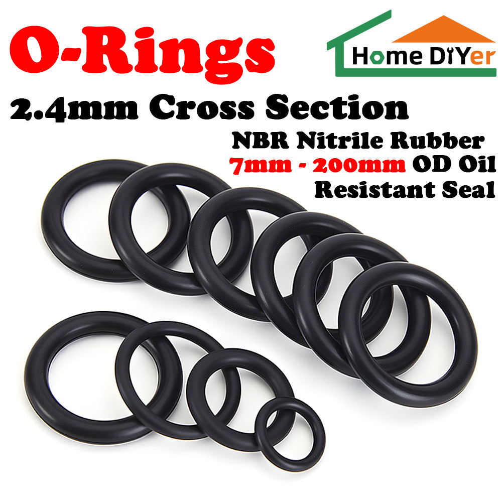 2.4mm Cross Section O-Rings NBR Nitrile Rubber 7mm - 200mm OD Oil Resistant Seal