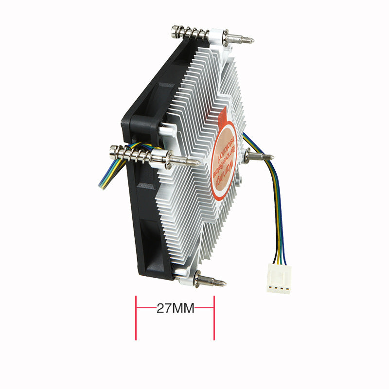 SKTC KT-27 Low-Profile CPU Cooler — 27mm Slim, 80mm PWM Fan, Intel LGA115X, HTPC & 1U