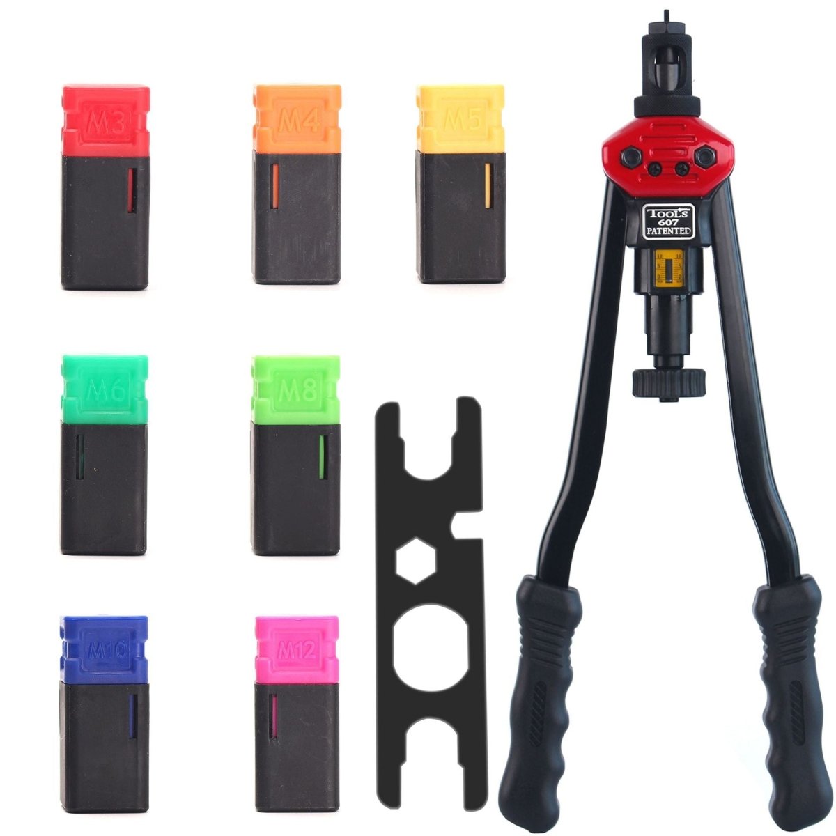 Rivet Nut Tool Kit, 16 - Inch Rivnut Tool with 15 Metric & SAE Mandrels and Rivet Nut Gun, 200pcs Rivnut Tool Kit Assortment, Nutsert Tool Kit with Carrying Case - HomeDIYer