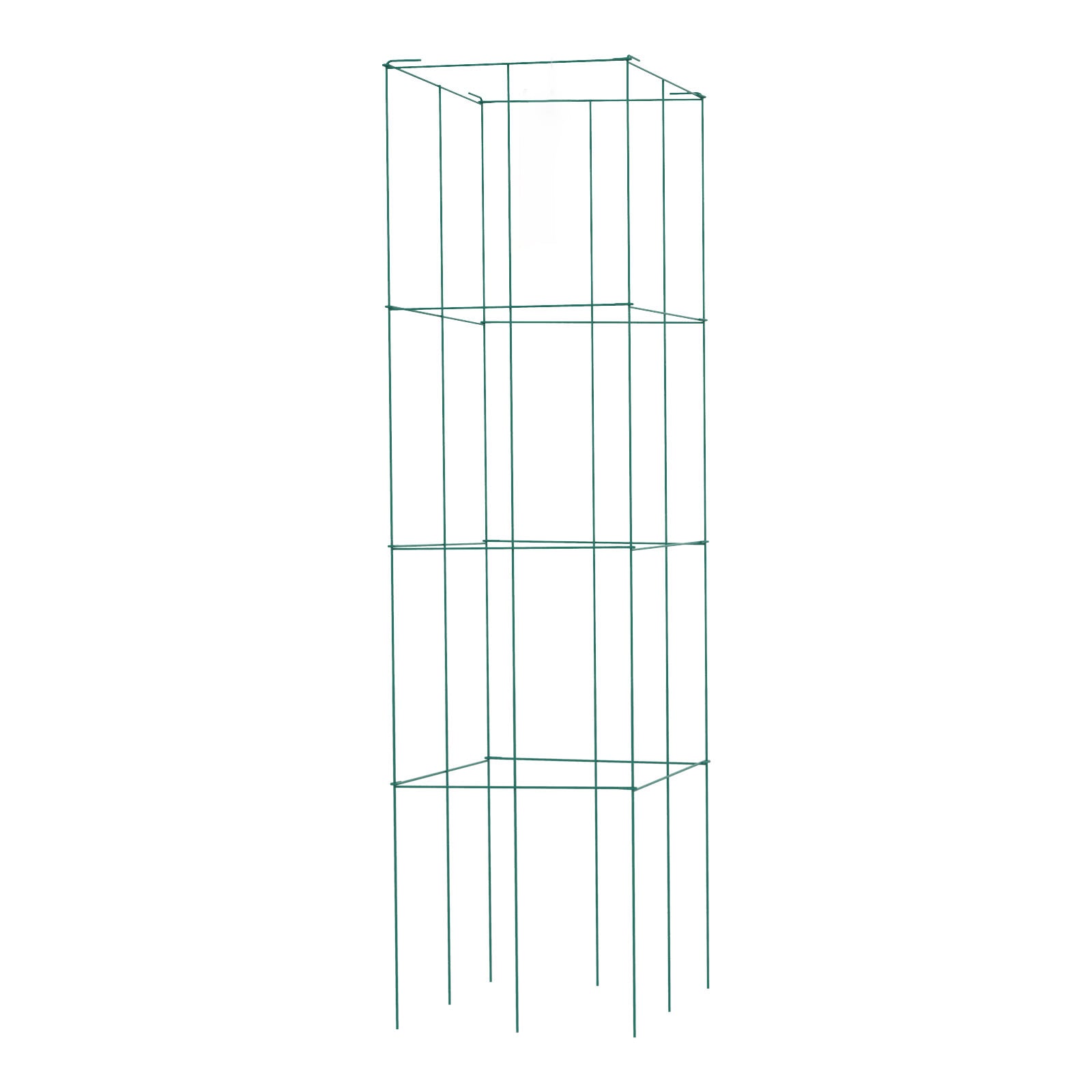 Tomato Cages, 11.8" x 11.8" x 46.1", 10 Packs Square Plant Support Cages, Green PVC-Coated Steel Tomato Towers for Climbing Vegetables, Plants, Flowers, Fruits