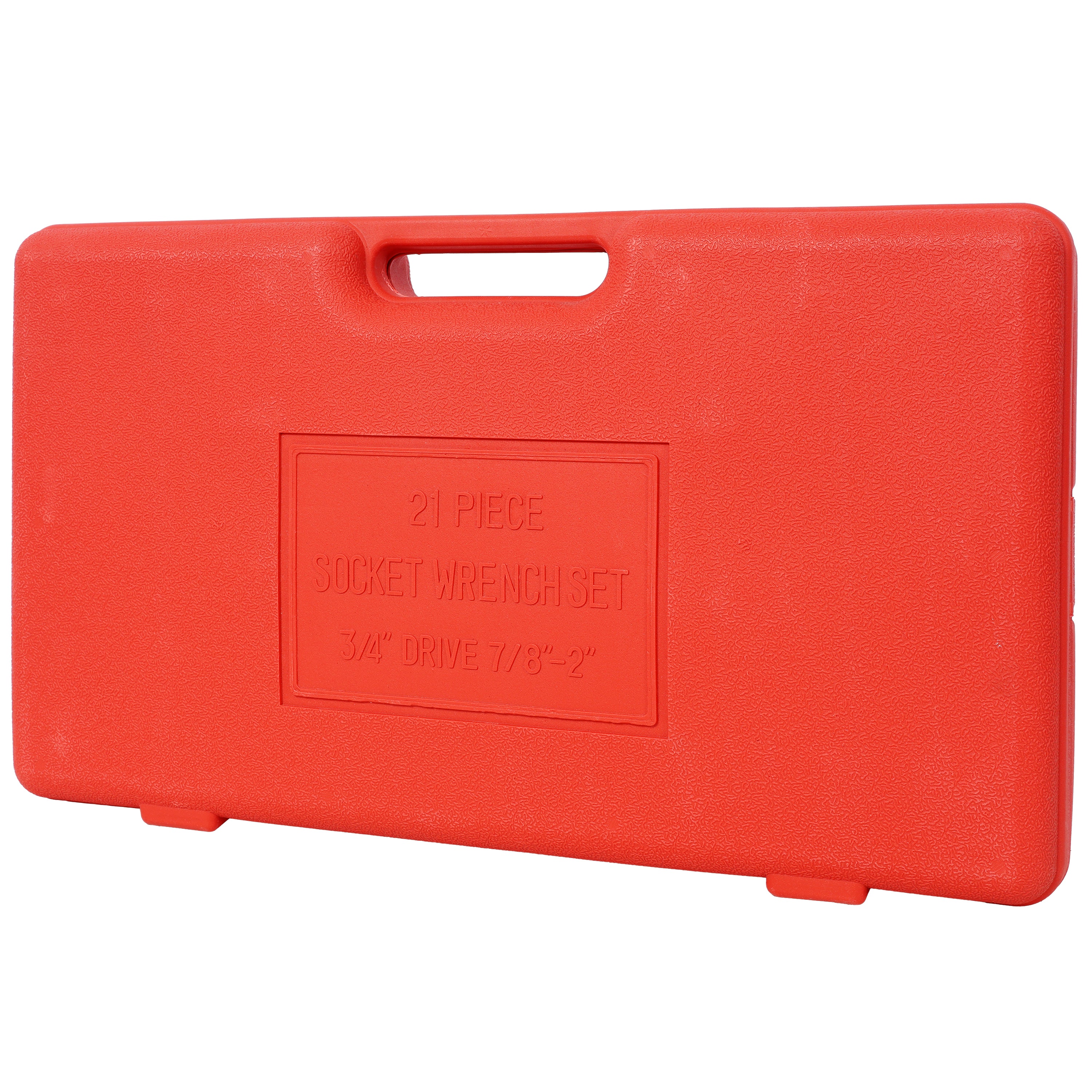 21‑Piece 3/4" Drive SAE Socket Set — 6‑Point, 7/8" to 2", with Ratchet & Breaker Bar, Red Case