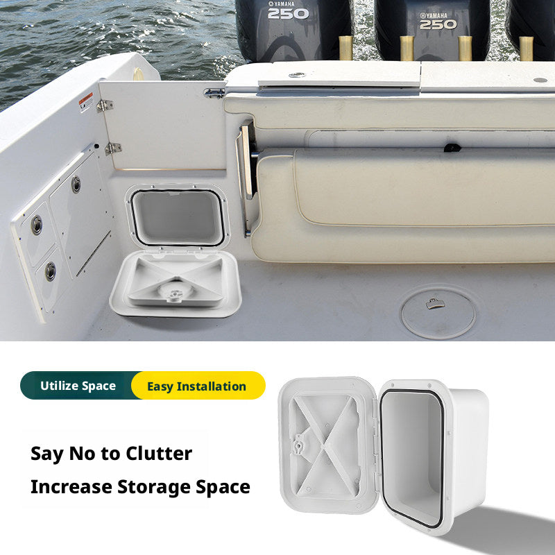 Flush-Mount ABS Deck Storage Box – Tackle Organizer with 270° Rotating Latch for Boats & Kayaks