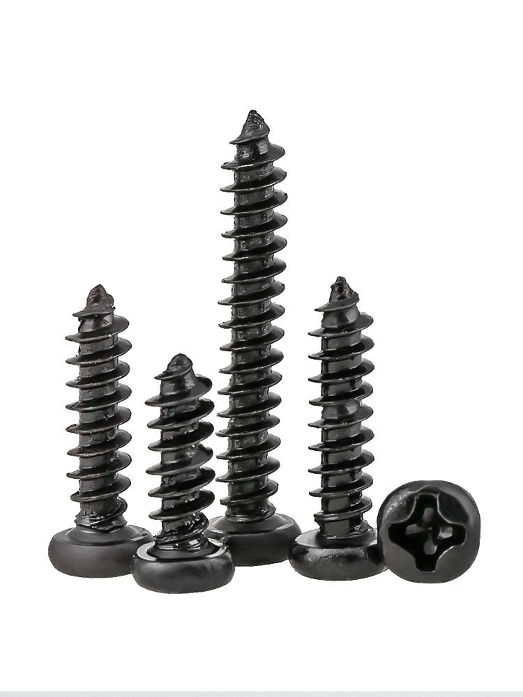 M1 M1.2 M1.4 M1.7 M2 M2.3 M2.6 M3 Carbon Steel Phillips Pan Head Self Tapping Screws Black - HomeDIYer