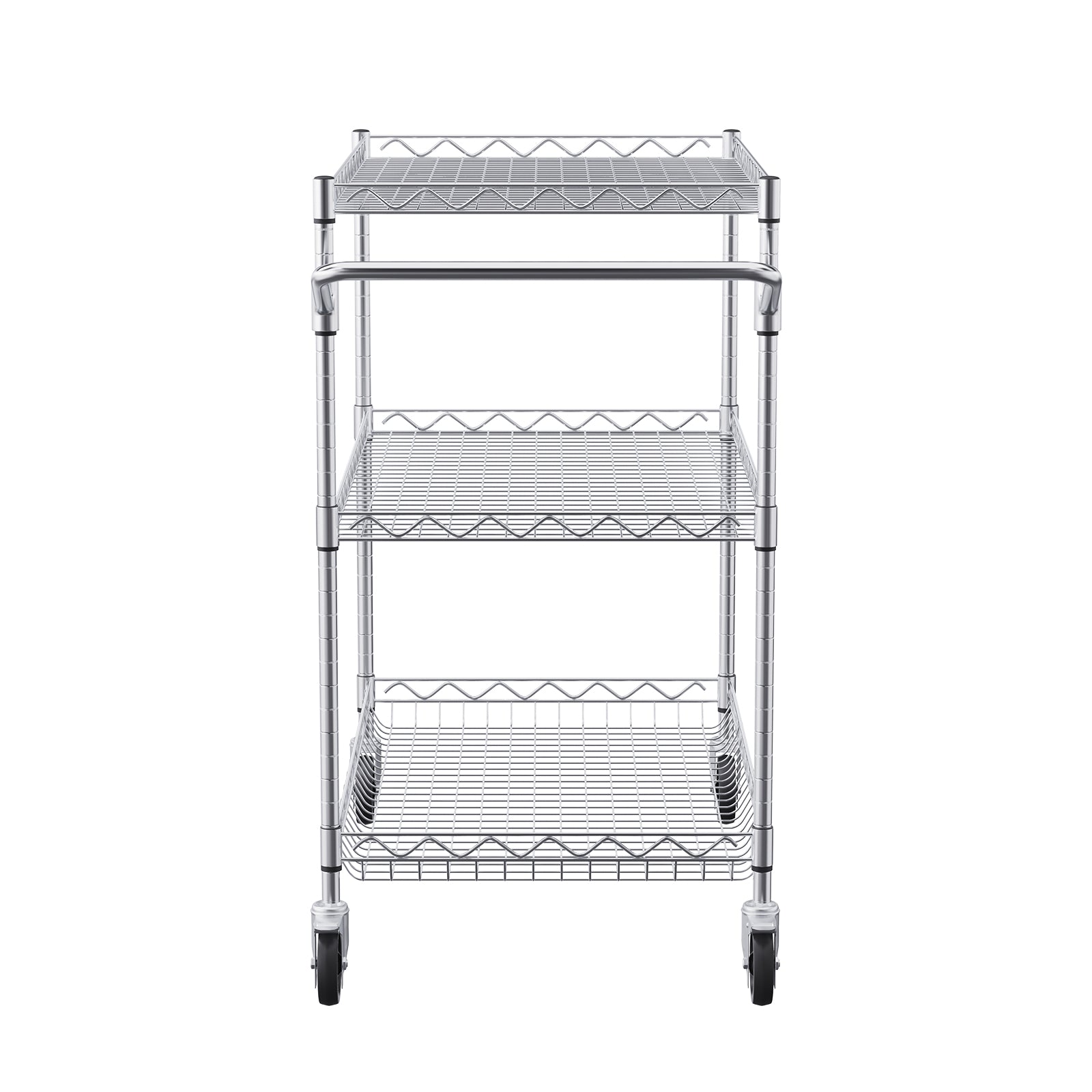 3-Tier Utility Cart Rolling Cart on Wheels 30"x18"x32.4" 661 LBS 6 Hooks