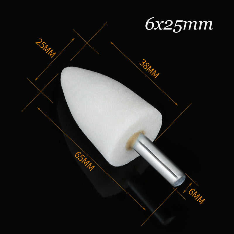 White Corundum Grinding Bit Buffing Sanding Polishing Burr Rotary Tool 6mm Shank