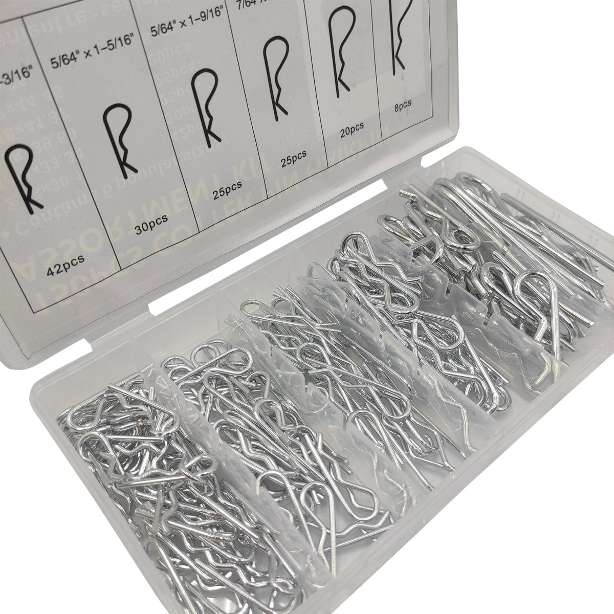 150Pcs Mechanical Hitch Hair Pin R Cotter Pin Tractor Clip Assortment Kit - HomeDIYer