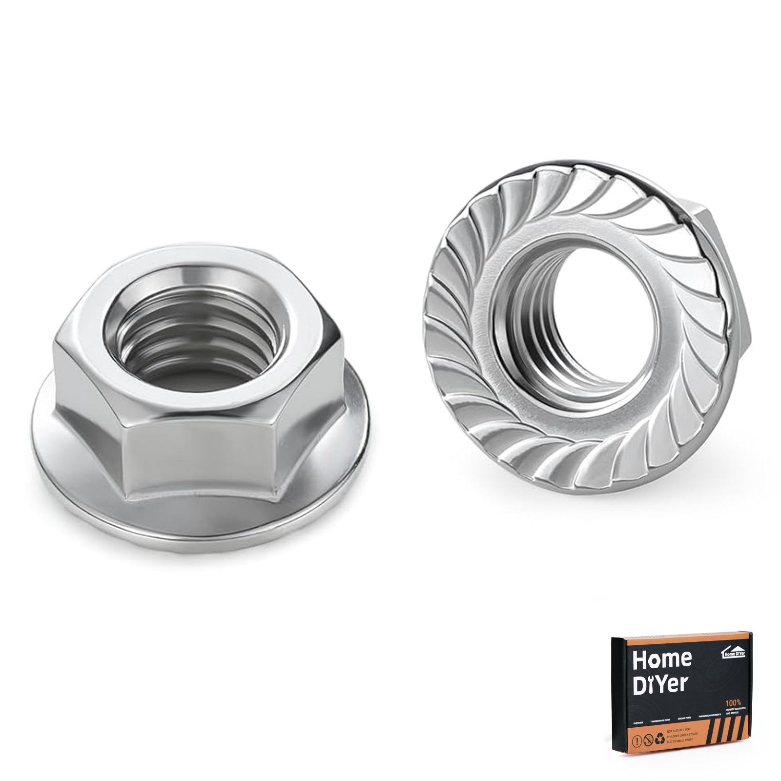 A2 Stainless Steel Serrated Flange Nuts – Self-Locking Metric Hex Nuts M3 to M16