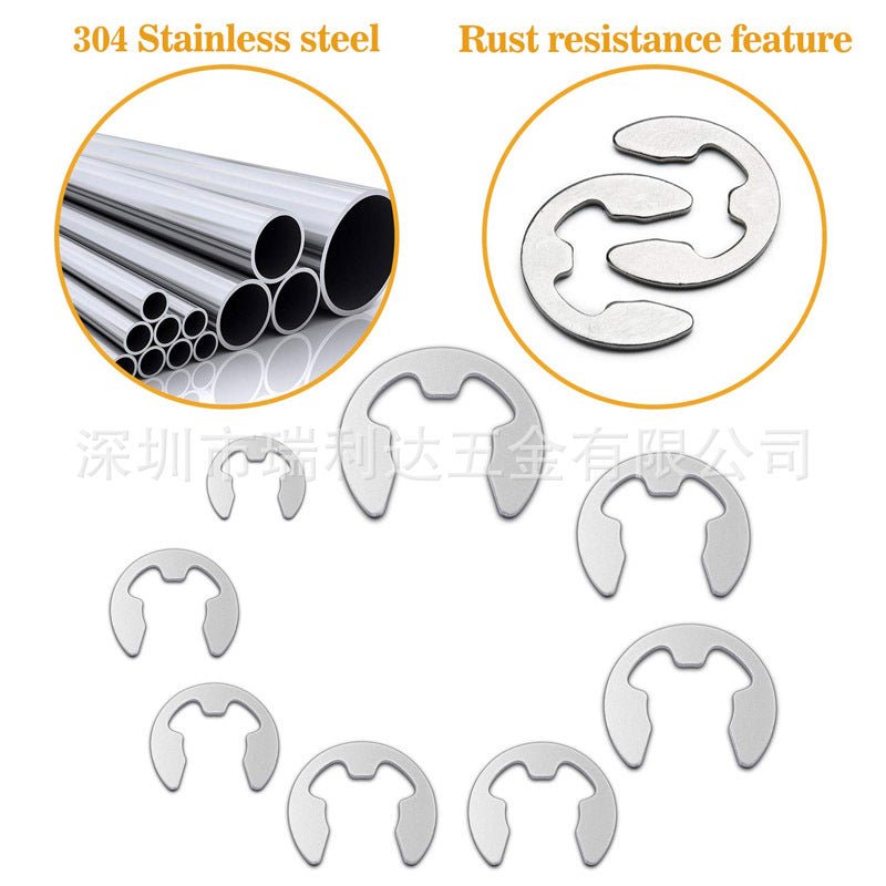 380Pcs 14 Sizes Stainless Steel E - Clip Circlip Kit Retaining Ring Assortment Set - HomeDIYer