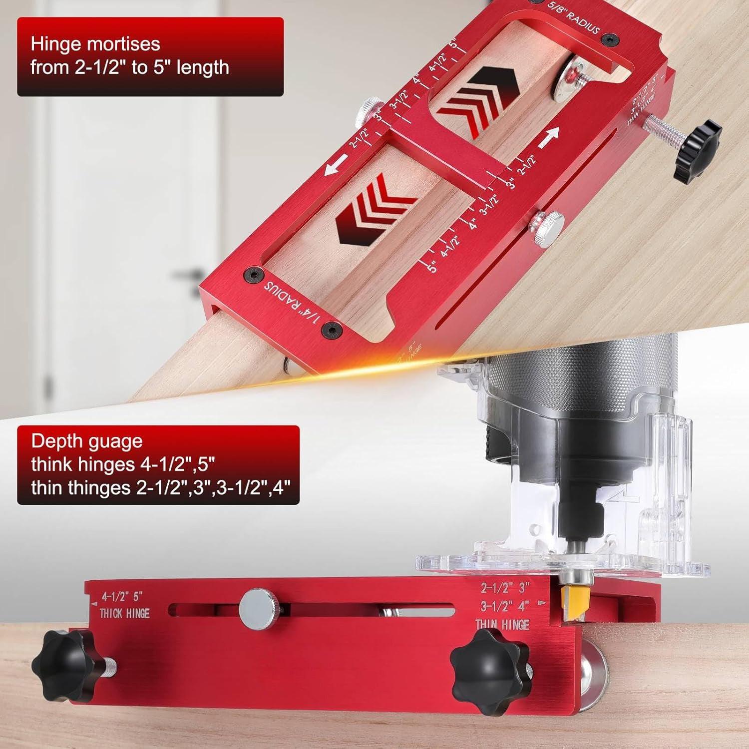 Door Hinge Installation Kit with Jig, Router Bit & Self-Centering Drill Bit