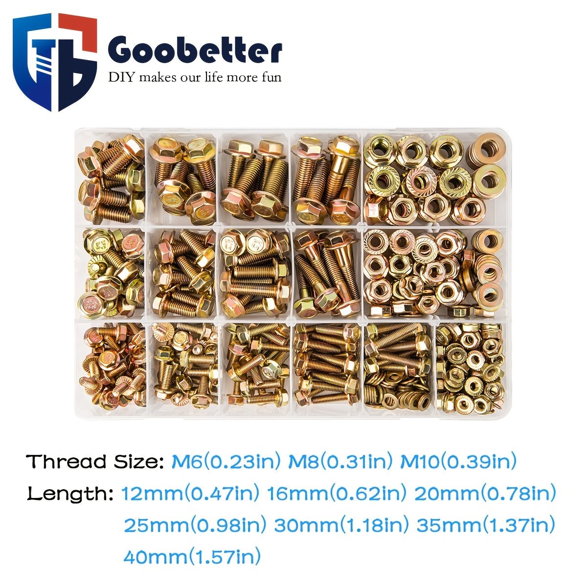 549pcs Metric Flange Hex Bolts, Nuts & Washers Assortment Kit, M6 M8 M10 Sizes, Class 8.8 Alloy Steel, Zinc Plated, for DIY, Electronics, Household Appliances & Communication Equipment - HomeDIYer