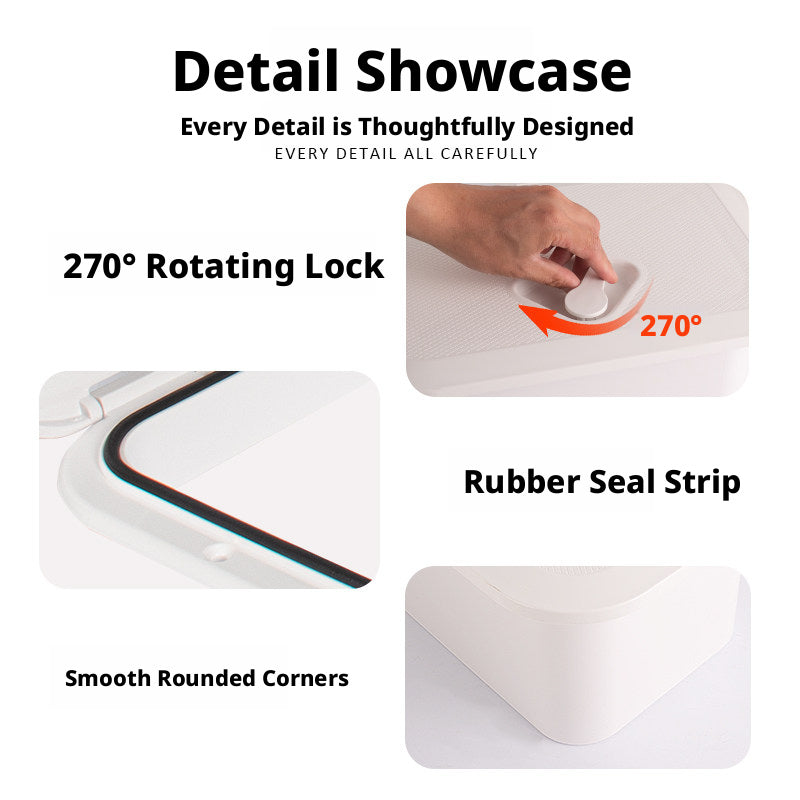 Flush-Mount ABS Deck Storage Box – Tackle Organizer with 270° Rotating Latch for Boats & Kayaks