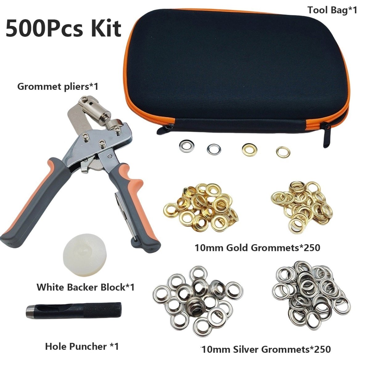 10mm Air Hole Buckle Punching Sail Tent Fabric Installation Tools - Hand Press Pliers Manual Set, Metal Eyelet Buckle - HomeDIYer