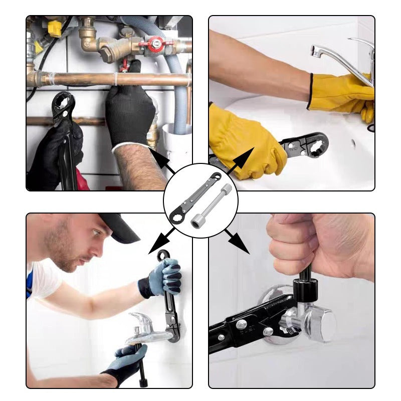 Angle Stop Removal Kit – Dual-End Plumbing Wrench Tool Set, 15/16" & 5/8" + 1/2" & 3/8" MPT