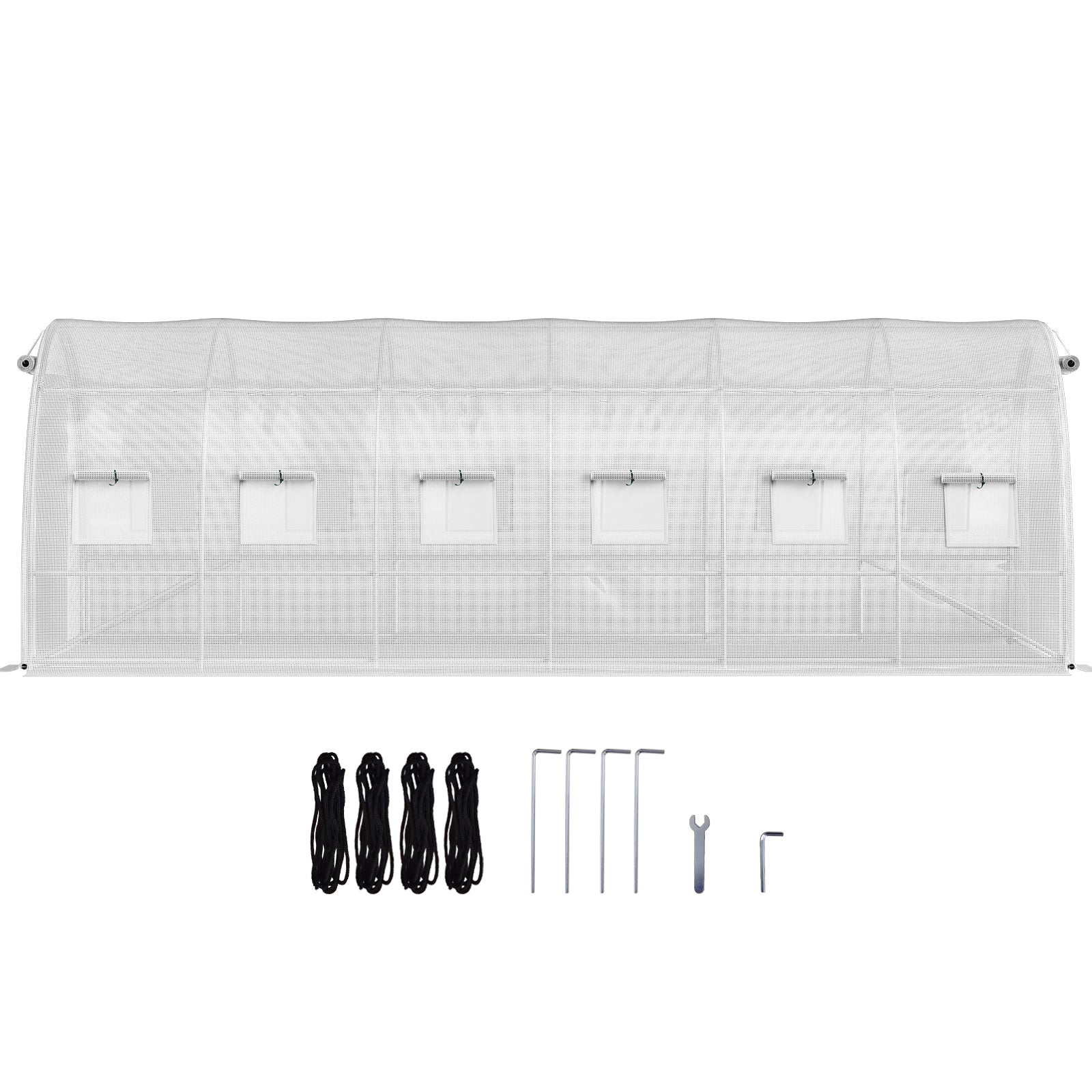 20ft x 10ft x 7ft Walk‑In Tunnel Greenhouse — Galvanized Steel Frame Roll‑Up Windows & Zippered Doors White