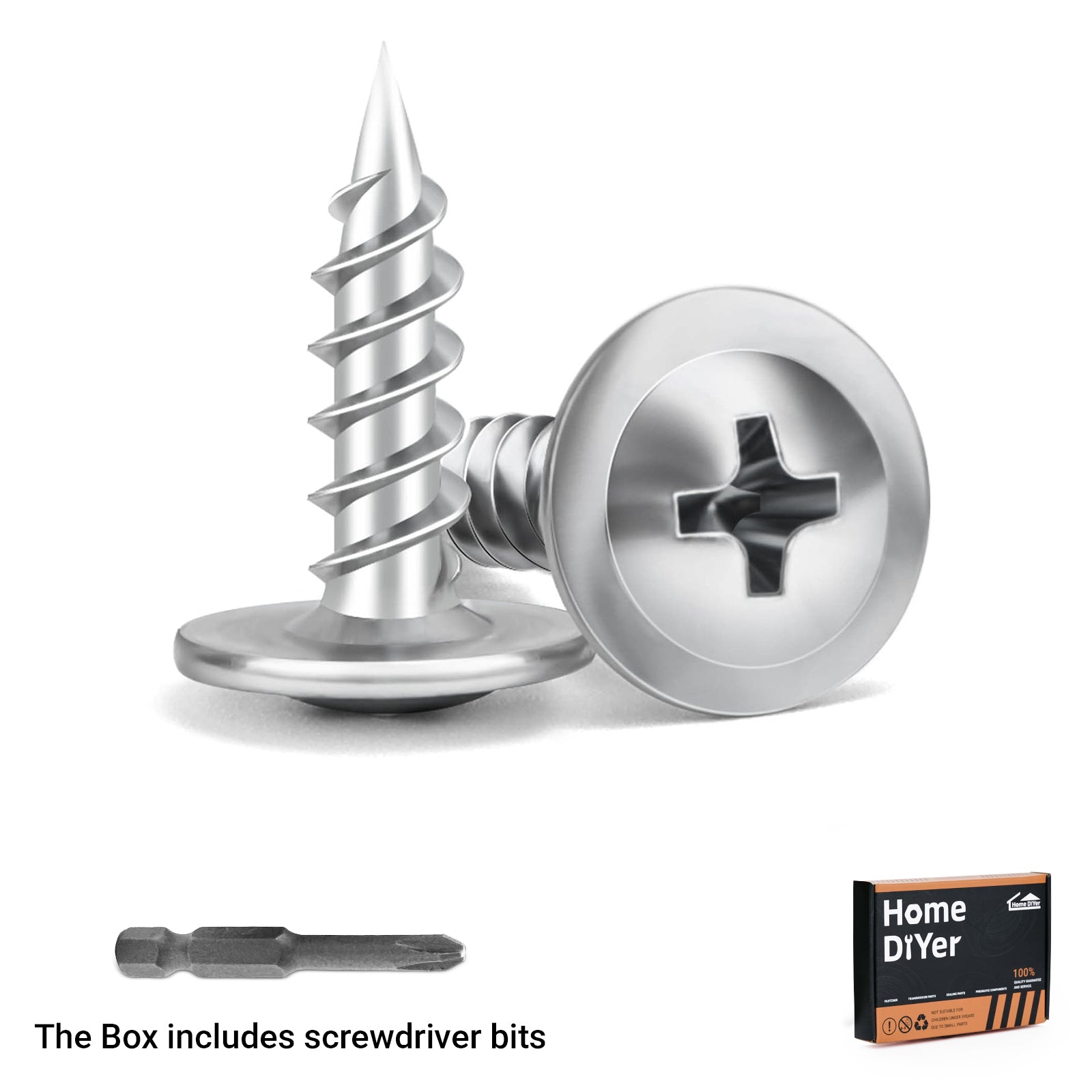 A2 Stainless Steel Pozi Flanged Self Tapping Screws – Flange Tappers No.6 to No.12 | BS 4174 （100Pcs）