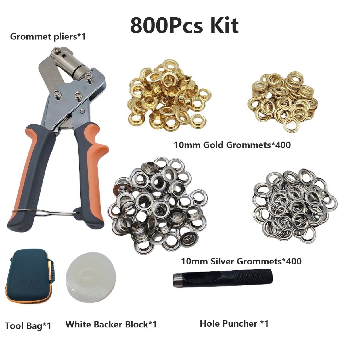 10mm Air Hole Buckle Punching Sail Tent Fabric Installation Tools - Hand Press Pliers Manual Set, Metal Eyelet Buckle - HomeDIYer