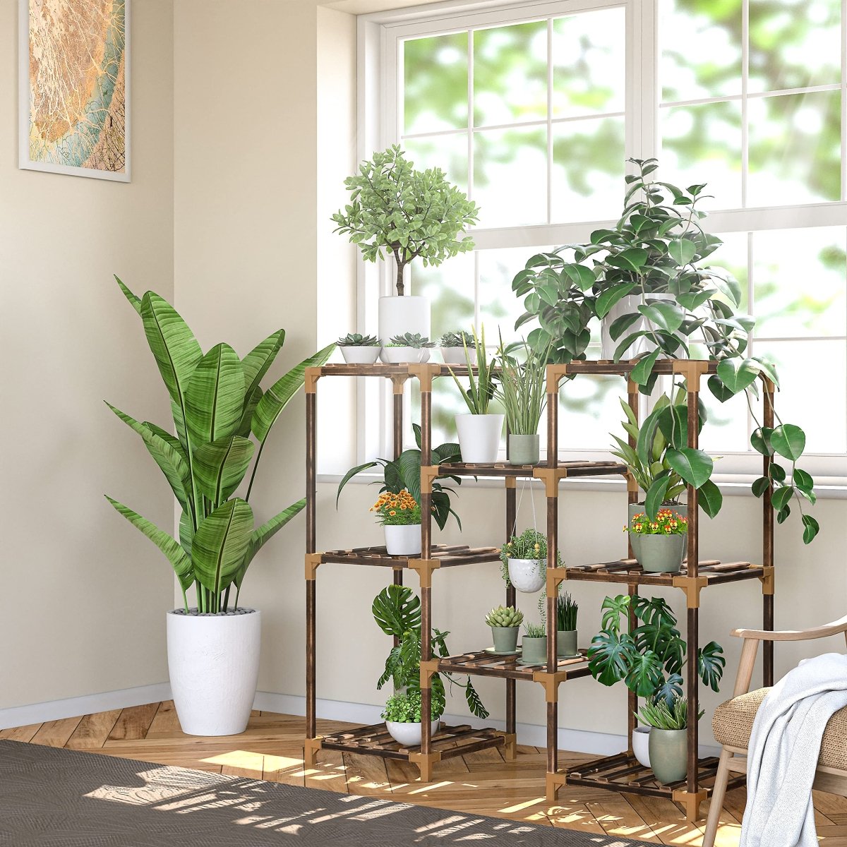 Plant Stand Indoor, Outdoor Wood Plant Stands for Multiple Plants, Plant Shelf Ladder Table Plant Pot Stand for Living Room, Patio, Balcony, Plant Gardening Gift - HomeDIYer