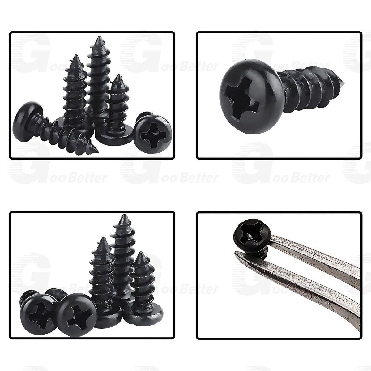 500pcs M2 M2.3 M2.6 M3 Phillips Pan Round Head Self - Tapping Screws Kits Black - HomeDIYer