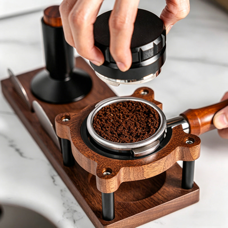 Universal Solid Wood Espresso Tamper Station & Dosing Mat (51-58mm)