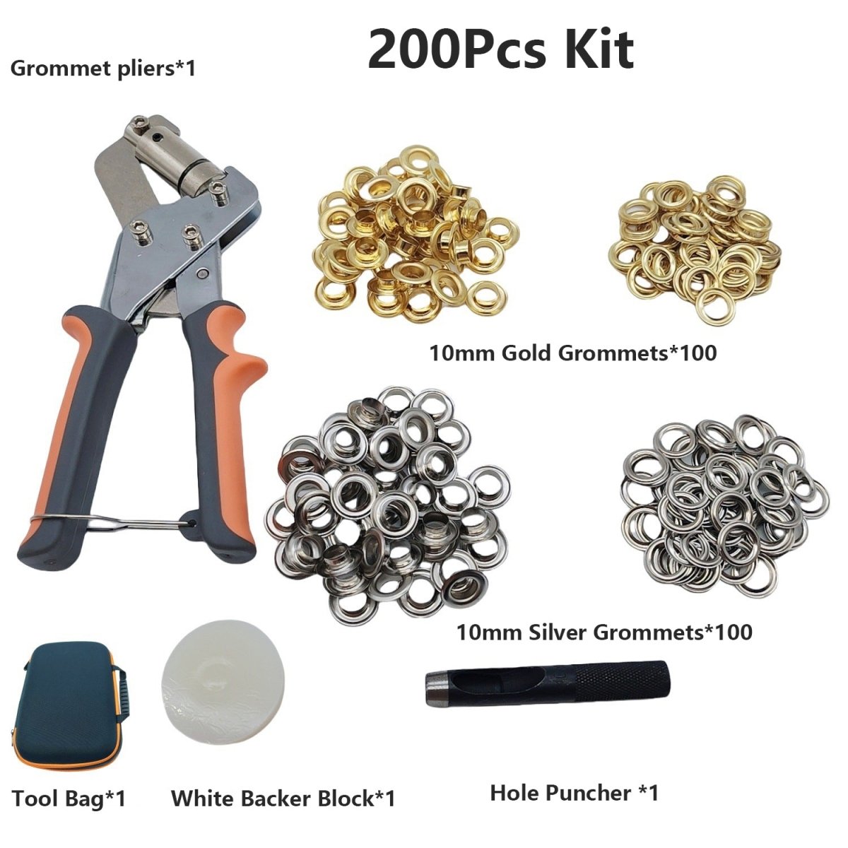 10mm Air Hole Buckle Punching Sail Tent Fabric Installation Tools - Hand Press Pliers Manual Set, Metal Eyelet Buckle - HomeDIYer