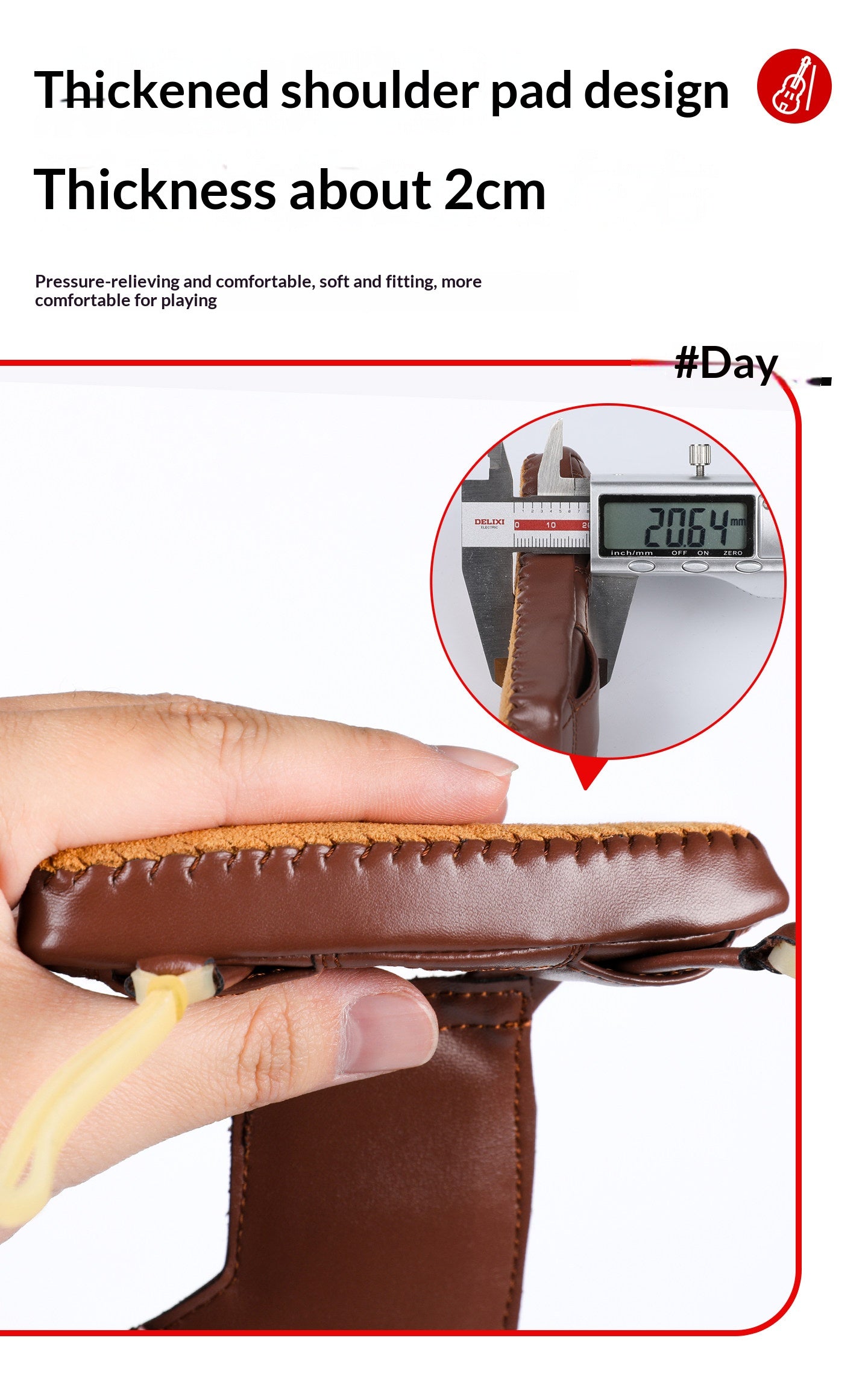 Deinmei Sheepskin Violin Shoulder Pad & Chin Rest Cushion – Breathable, Pressure‑Relieving (4/4 to 1/16, Brown/Black)