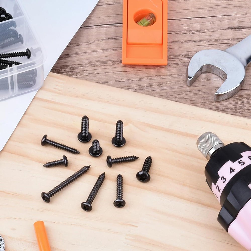 450Pcs Black Phillips Pan Head Sheet Metal Screws Self Tapping Wood Screws Set - HomeDIYer