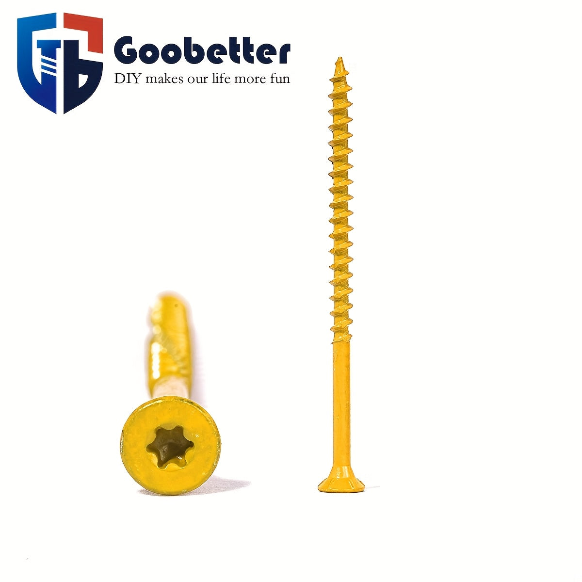 300Pcs Yellow Deck Screws 4 Inch – #10 x 4" Galvanized Wood Screws, Torx/Star Drive, Self Tapping, Includes 2 T25 Bits