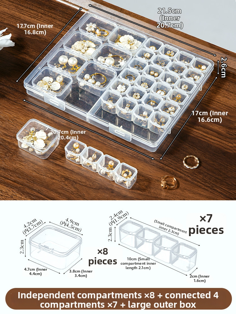 Anti-Tarnish Transparent Jewelry Storage Box – Multi-Compartment for Earrings, Rings & Necklaces