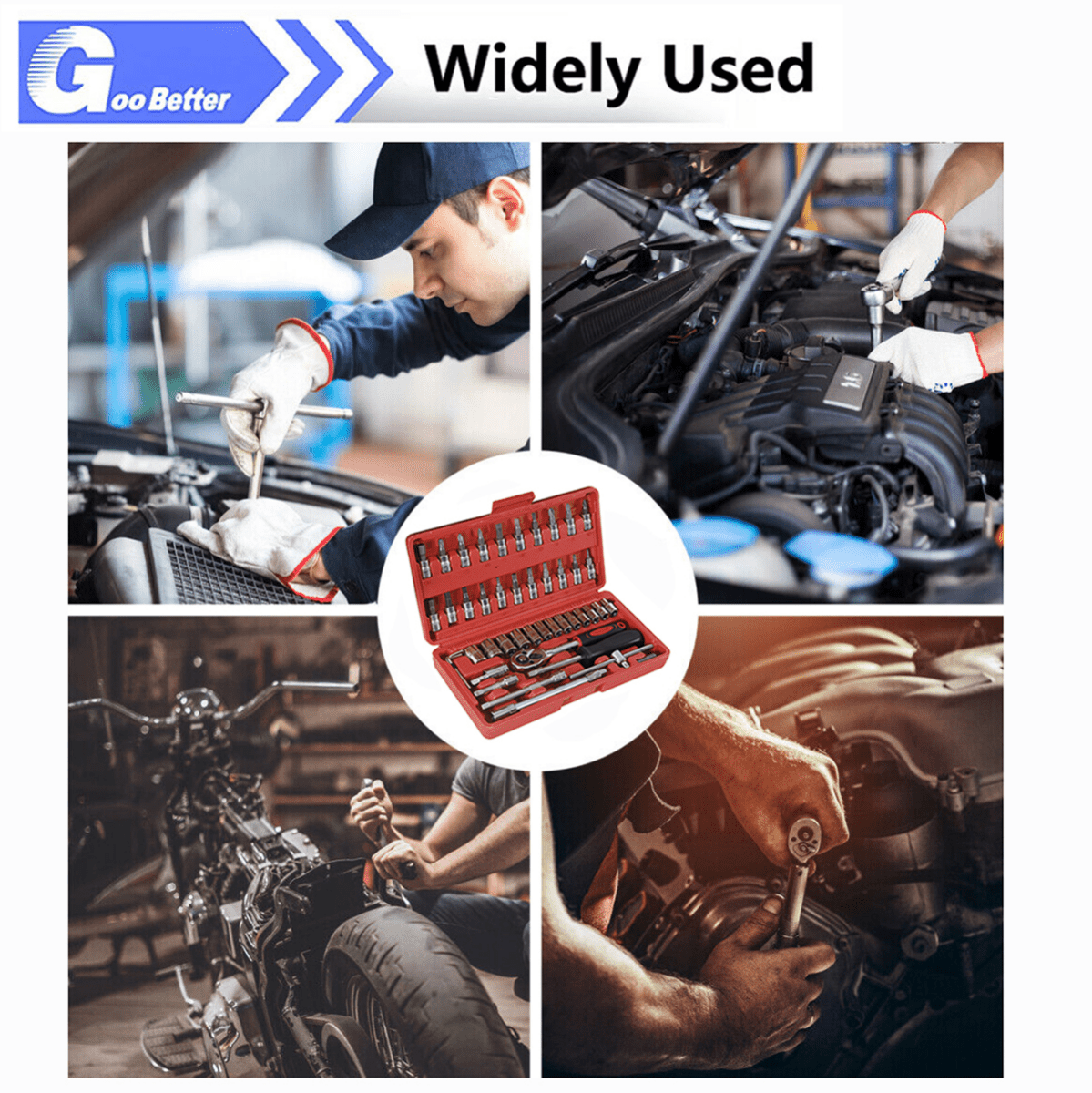 46PCS 1/4 Socket Ratchet Wrench Set Impact Socket Bit Kit Automotive Repair Tool - HomeDIYer