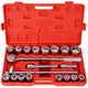 21‑Piece 3/4" Drive SAE Socket Set — 6‑Point, 7/8" to 2", with Ratchet & Breaker Bar, Red Case