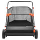 Push Lawn Sweeper 30" 3 V-Shape Brushes 12 cu ft Hopper Bag 10-Level Height Rubber Wheels