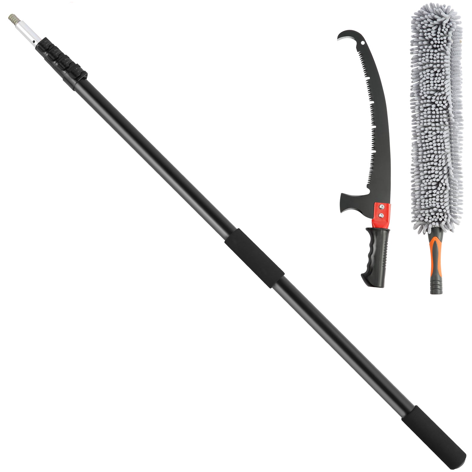 4.9–20 ft Manual Pole Saw – Ultra-Light 6.42 lbs with Chenille Brush & Aluminum Handle