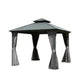 8x8 Hardtop Gazebo, Aluminum Frame, Galvanized Steel Double Roof, Curtains & Netting, Permanent Gazebo for Patio, Backyard & Deck, Gray