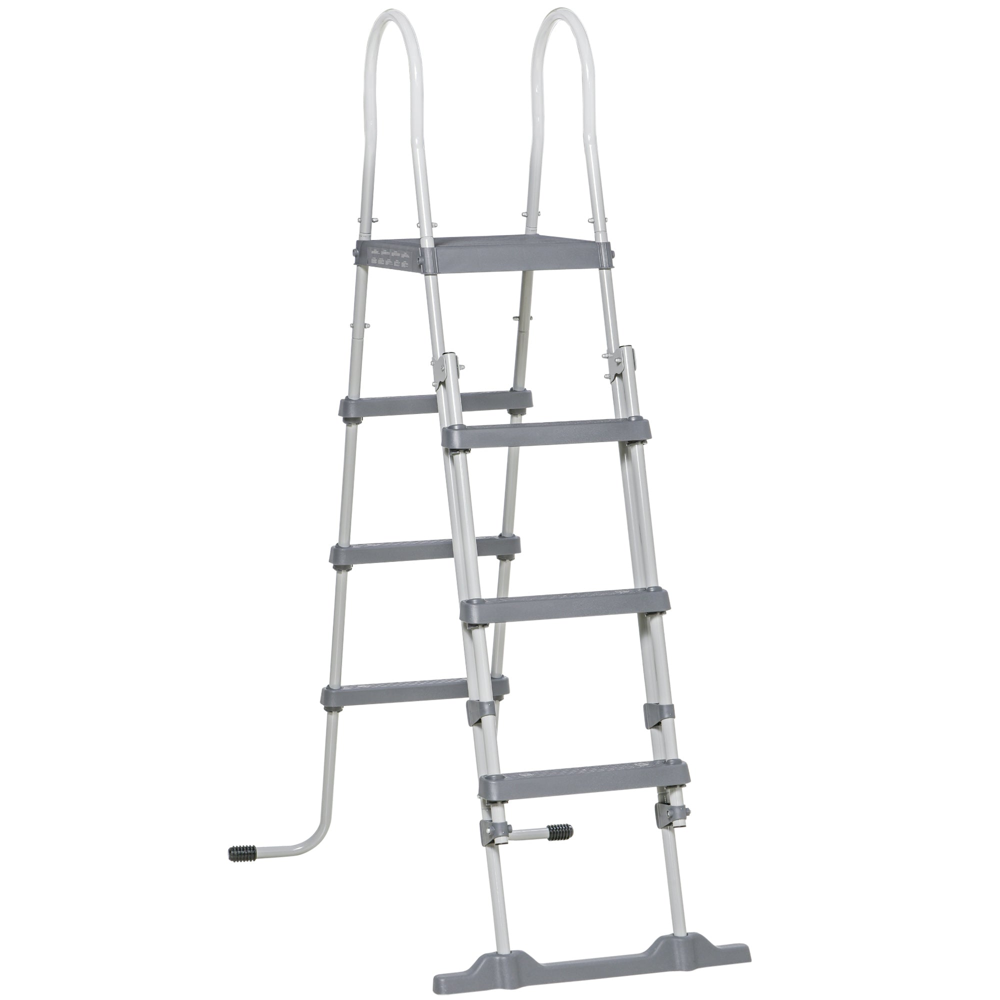 Outsunny 70" A‑Frame Above Ground Pool Ladder — Non‑Slip Steps, Child Lock, 330 lb Capacity, Gray