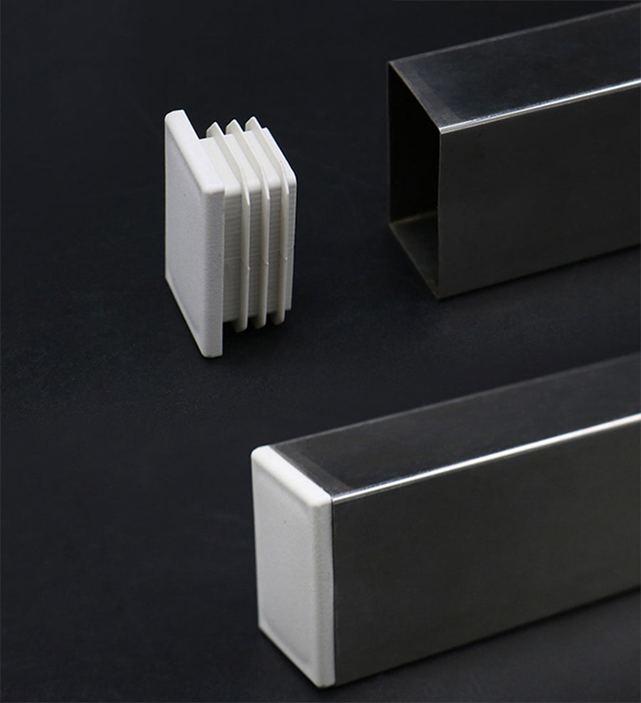 White square plastic blanking end caps, easy-to-install pipe plug bungs for furniture/tube protection