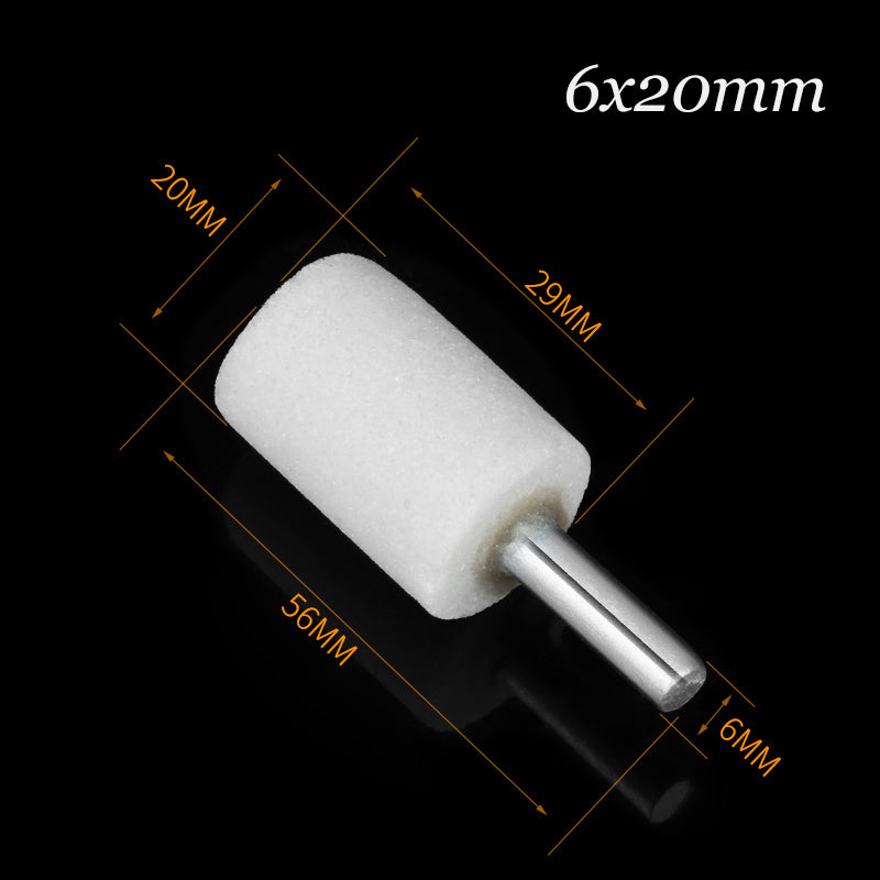 White Corundum Grinding Bit Buffing Sanding Polishing Burr Rotary Tool 6mm Shank