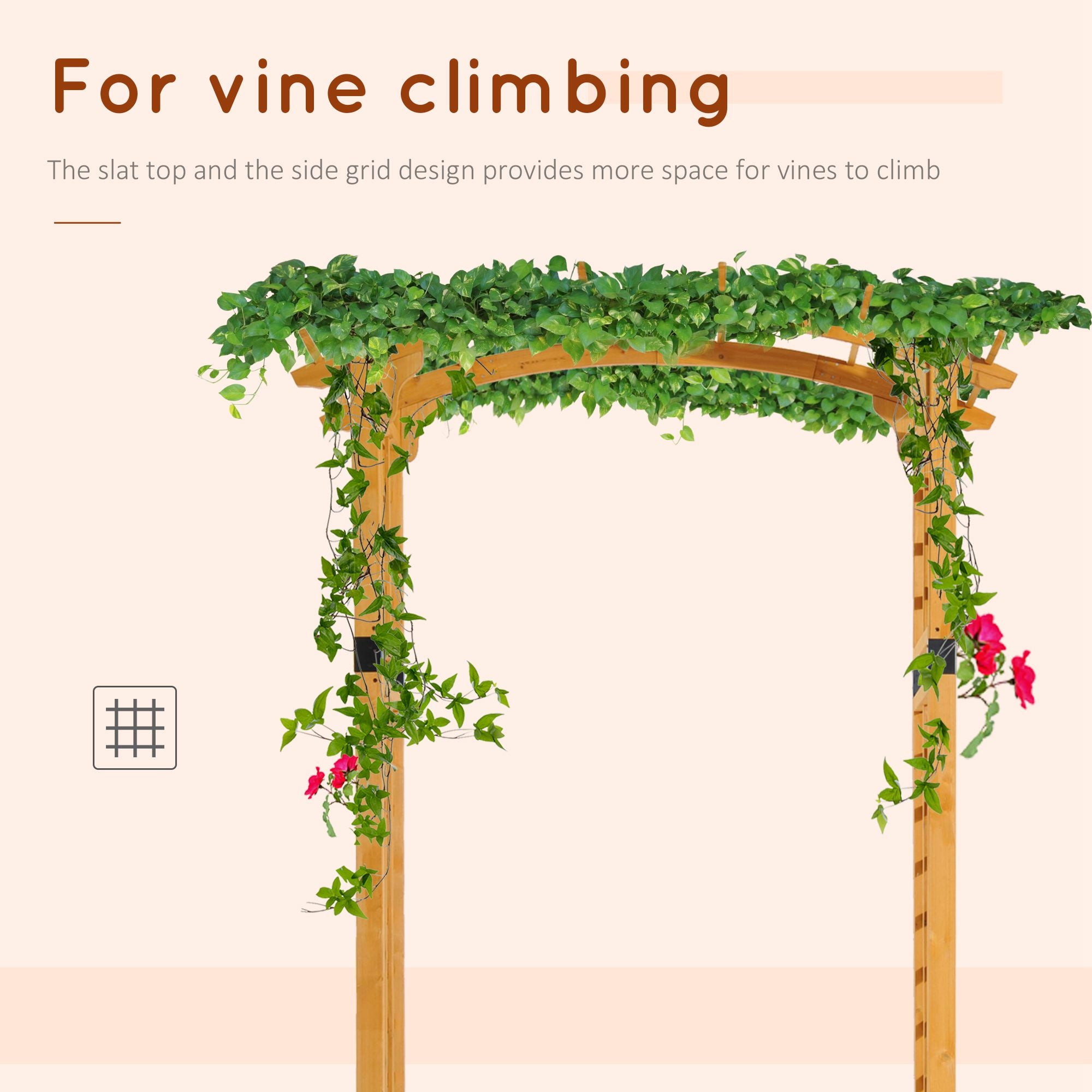 Wood Round Outdoor Garden Pergola Style Arbor Arch Trellis