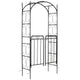 Outsunny 84" Garden Arch Arbor with Gate, Metal Arch Trellis, Garden Archway for Climbing Vines, Wedding Ceremony Decoration, Flourishes & Arrow Tips, Black