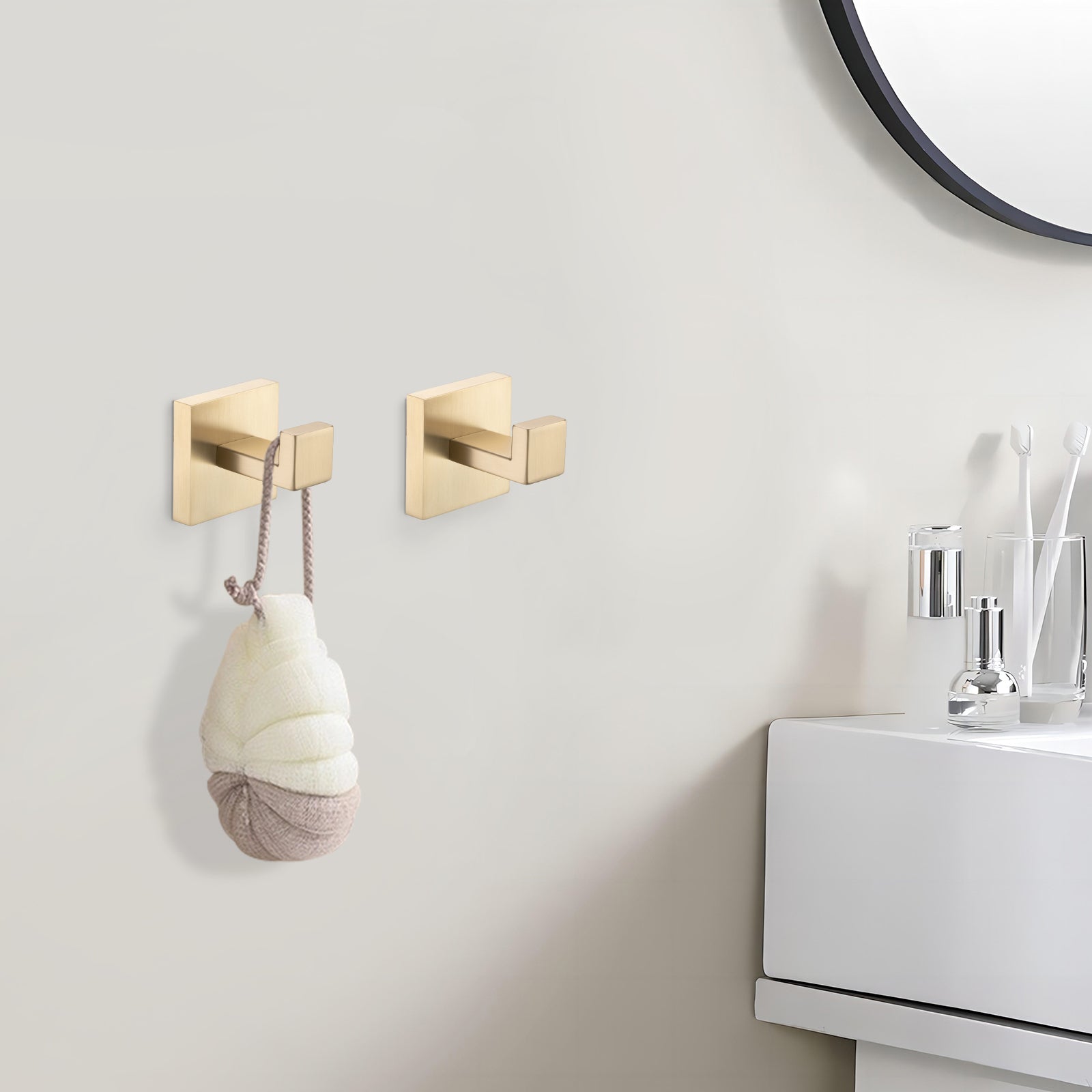 Brushed Gold 5-Piece SUS304 Bathroom Hardware Set – Towel Bar, Ring, Hooks & TP Holder, Modern Rustproof