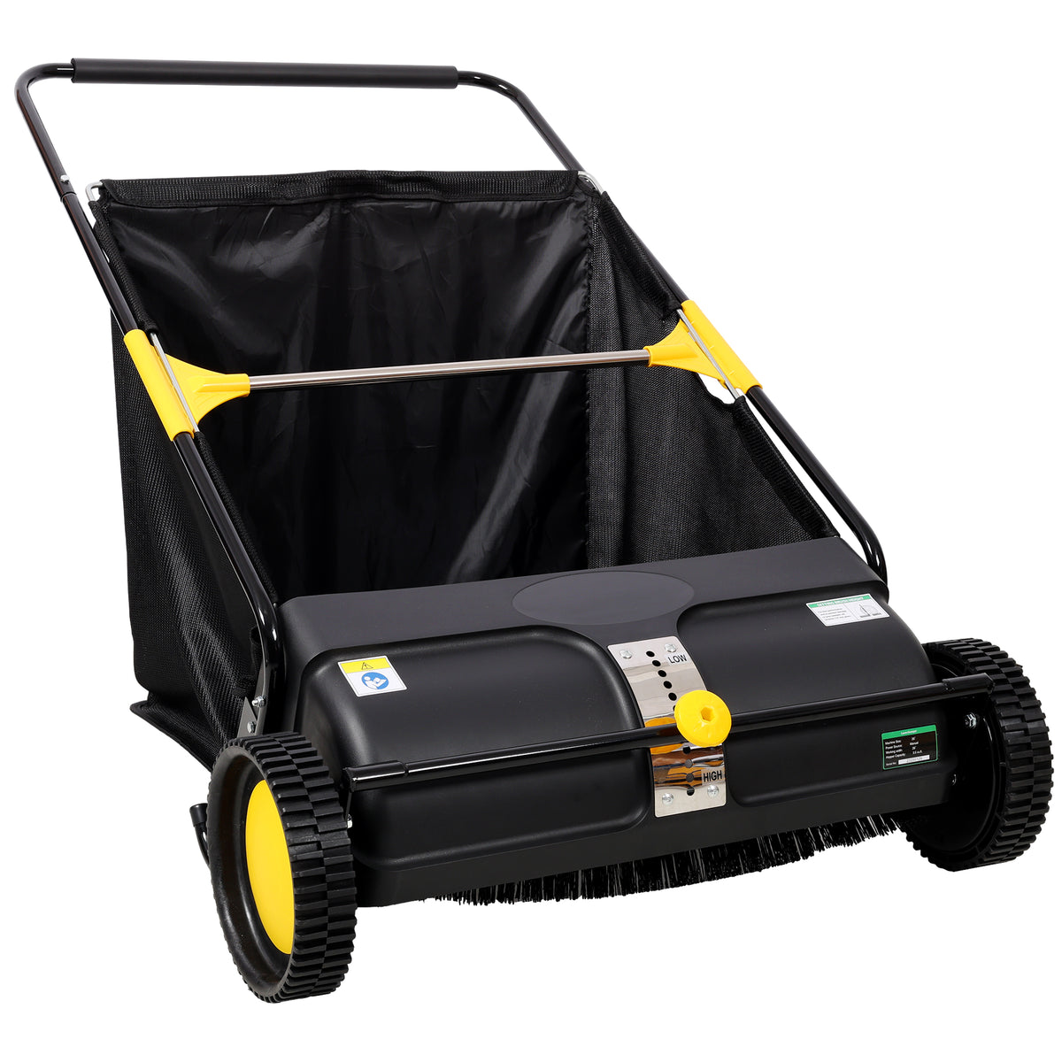 Push Lawn Sweeper 26" 4 Spinning Brushes 7 cu ft Hopper Adjustable Height | HomeDIYer
