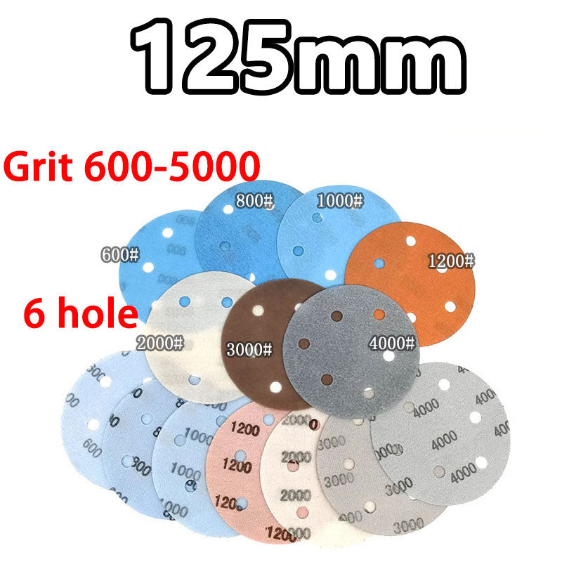 125mm Wet and Dry Sanding Discs 5 inch Sandpaper Hook and Loop Pads 6 Hole