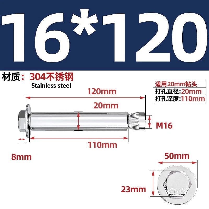 Stainless Steel Masonry Concrete Expansion Anchor Bolt — M6 M8 M10 M12 M16 | 304 & 201 SS