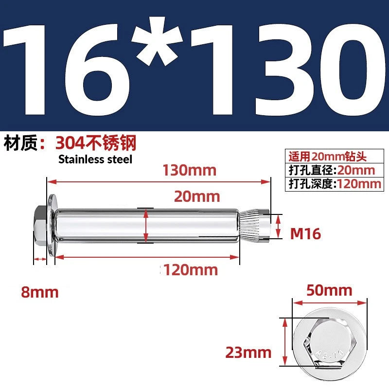 Stainless Steel Masonry Concrete Expansion Anchor Bolt — M6 M8 M10 M12 M16 | 304 & 201 SS