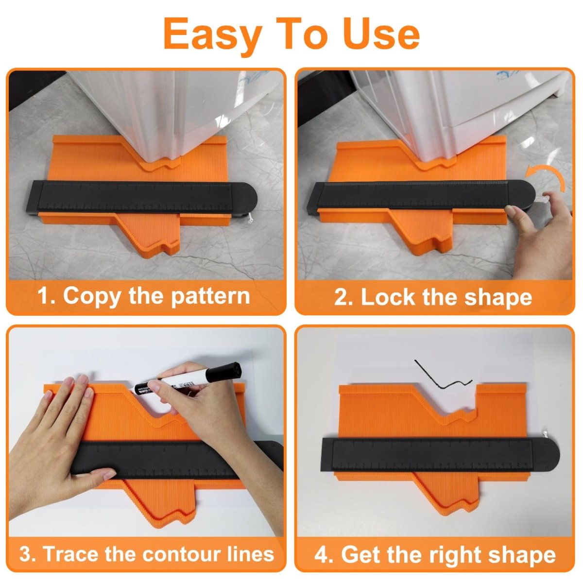 Super measure DIY Tool, Contour Gauge Profile Tool with Lock (6 - 10) inch - HomeDIYer