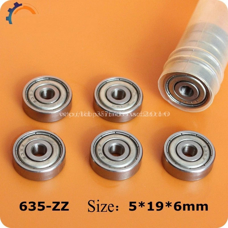 10PCS Miniature deep groove ball bearings 635ZZ 635-2Z size 5 * 19 * 6mm