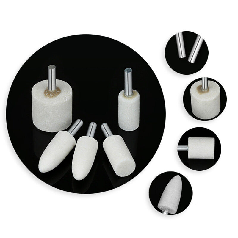 White Corundum Grinding Bit Buffing Sanding Polishing Burr Rotary Tool 6mm Shank