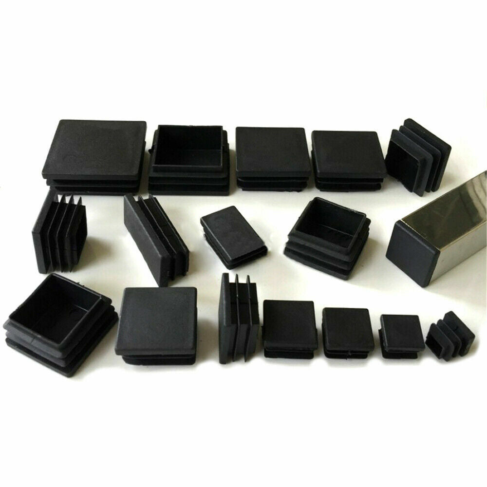 Assorted black square/rectangle plastic end caps, pipe plug bungs for industrial/home use