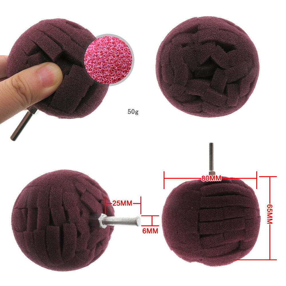 80mm Car Wheel Brush Sponge Ball Foam Buffing Pad Polishing Waxing Cleaning Tool